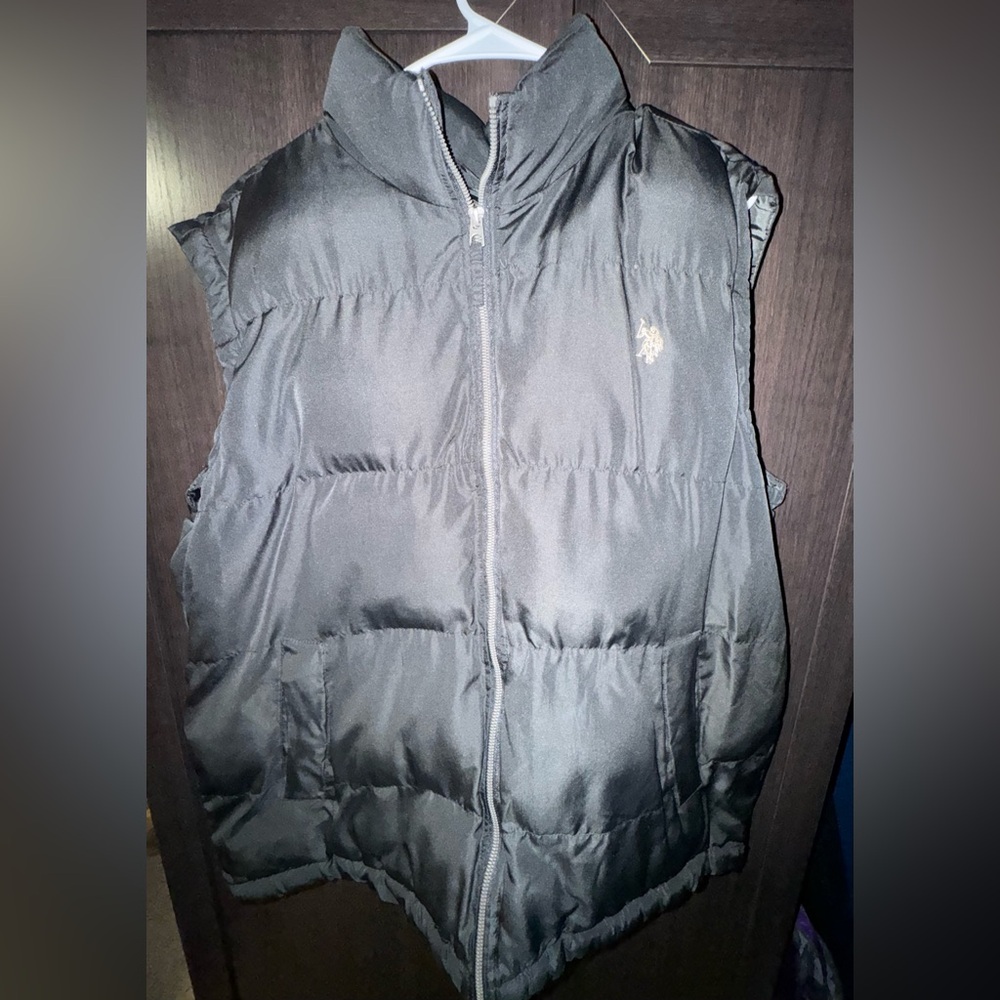 Men’s US Polo Assn. Black Puffer Zip Up Vest with Embroidered Logo